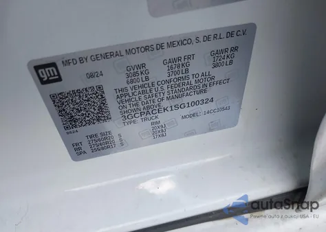 2025 Chevrolet Silverado 1500 2Wd Short Bed Lt z USA, uszkodzony, nr VIN 3GCPACEK1SG100324